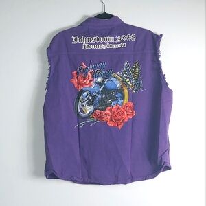 3XL J-Fashion Purple Sleeveless Button Up Highway Honey Motorcycle Top
